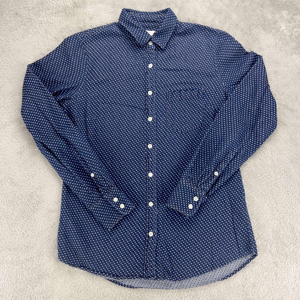 J. Crew Boy's Blue Dotted Long Sleeve Button Down Shirt size 0‎